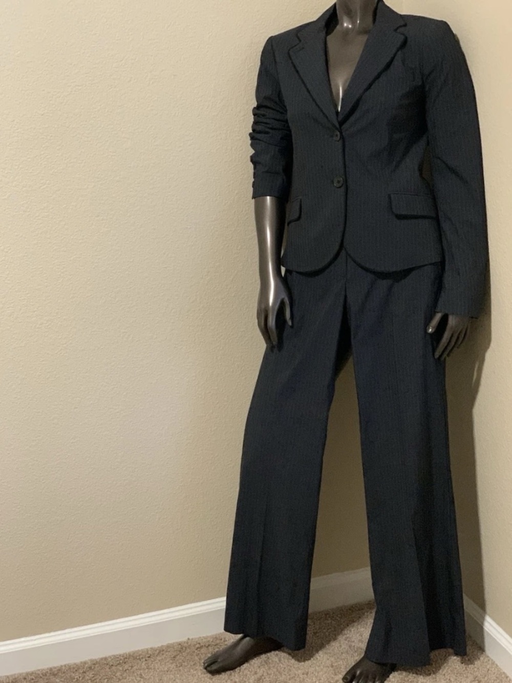 Theory Pinstripe Wide-Leg Pantsuit in Navy
